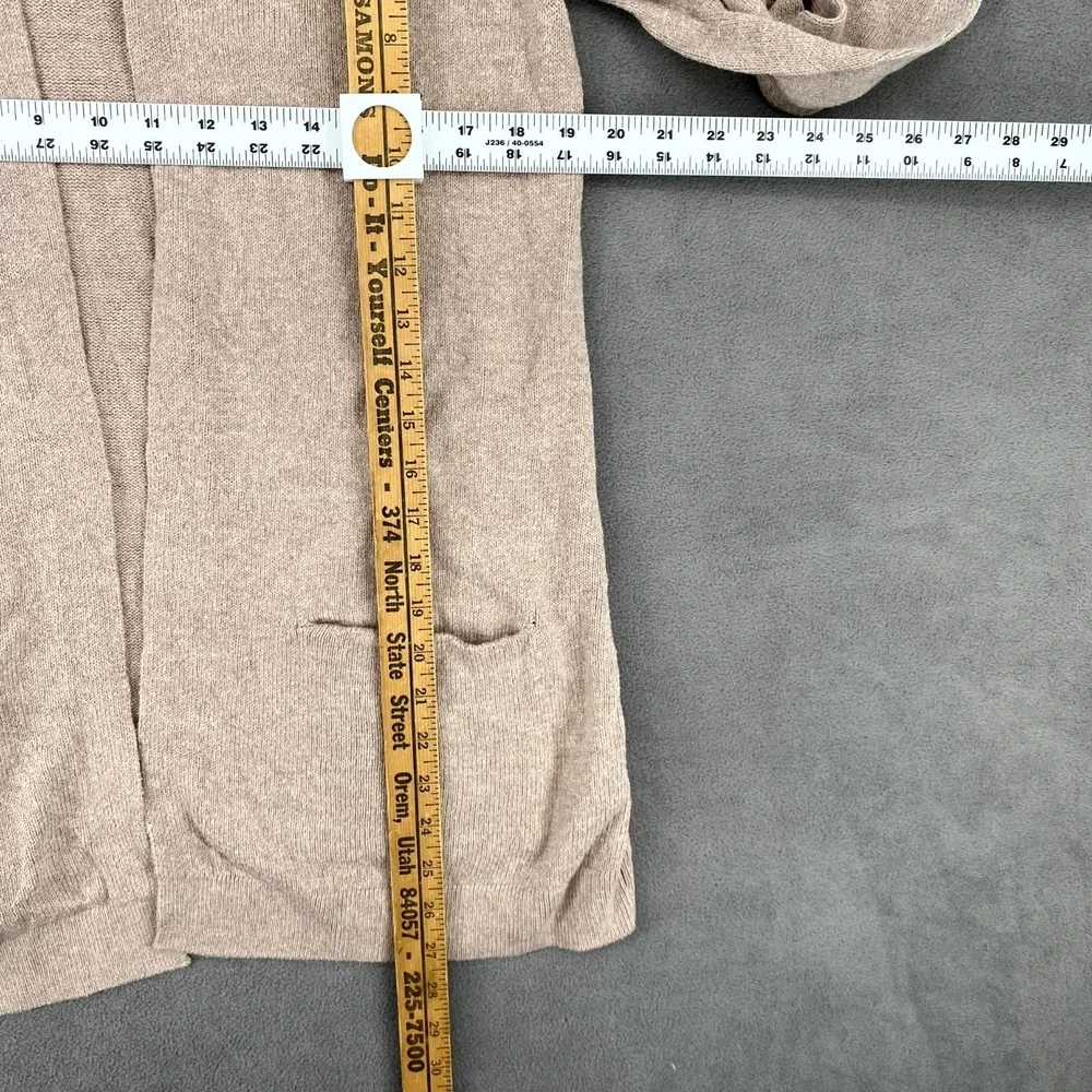 Old Navy Cardigan Sweater Women Medium Beige Cotton Tight Knit Ribbed Open Front